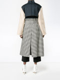 gingham and denim trench coat