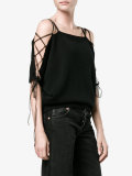 lace-up shoulder knit