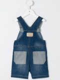 monkey print denim overall