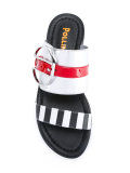 striped slip-on sandals