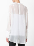 gathered cuffs sheer blouse