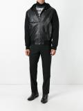 mixed material bomber jacket