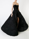 strapless hi-low gown