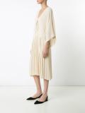V-neck pleated dress