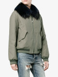 raccoon fur-trimmed bomber jacket 