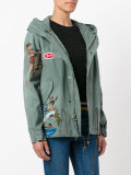 patched hooded coat 