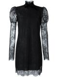 high collar floral lace dress