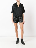 cropped neck-tie blouse 