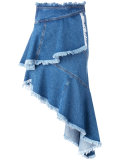 frayed asymmetric skirt
