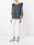 dots print ruffled blouse