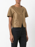 cropped collarless jacket