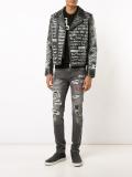 text print biker jacket