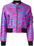 cropped zebra print bomber