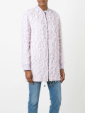 frayed elongated bomber jacket