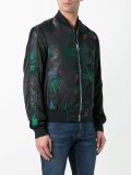 parrot jacquard bomber jacket
