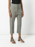 check drop-crotch trousers