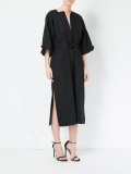 split neck elasticated trim dress