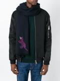 embroidered dinosaur scarf