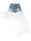 tulle denim shorts 