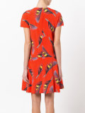 feather print shirt dress