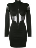 sheer panel turtleneck dress