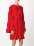 gathered neck belted dress