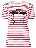 flamingo print striped T-shirt