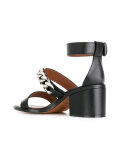 chain strap block heel sandals