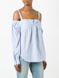 off-shoulder cuffed blouse