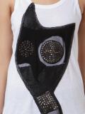 cat embroidered tank top