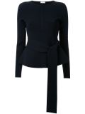 crepe knit curved hem jacket