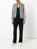 skeleton print bomber jacket