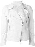 biker jacket with silver tone zippers