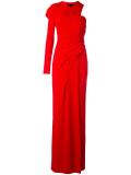 draped one shoulder gown