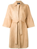 belted leather coat 