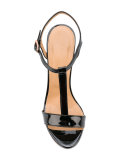 metallic detail T-strap sandals
