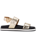 metallic flat sandals