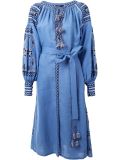 embroidered flared midi dress 