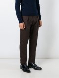 pleat detail straight leg trousers