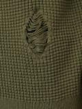 waffle knit crew sweatshirt