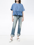 stripe ruffle seersucker top