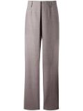 pleated straight leg trousers