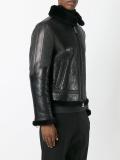 panelled leather bomber jacket