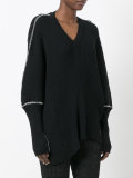 long cuff contrast stitch sweater