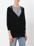 V-neck cropped sleeve cardigan