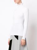 ruffle neck fine knit jumper