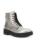 metallic lace-up boots