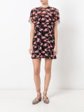 flamingo print sheer dress