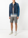 two-tone zipped denim jacket