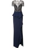 embroidered ruffle detail dress